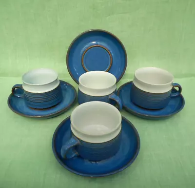 Buy 4 Vintage Denby Langley Stoneware  Chatsworth  Tea Cups & Saucers - 1970's • 25.99£