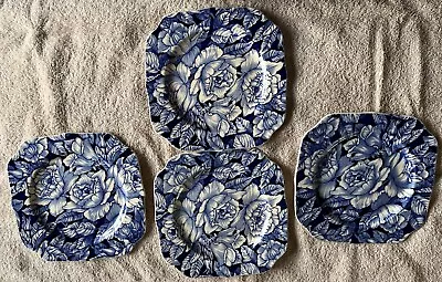 Buy Lot Of 4 Vtg Myott Son And Co Bermuda Blue & White Rose Plates *  • 27.95£