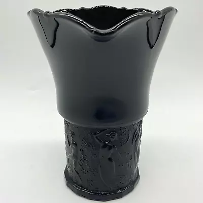 Buy Vintage LE Smith Black Amethyst Dancing Nymphs Tri-Corner Vase Depression Glass • 18.59£