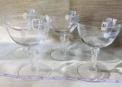 Buy Vintage Fostoria Art Deco Formality Crystal Glasses Wine/Custard 4.5” Set Of 4 • 32.61£