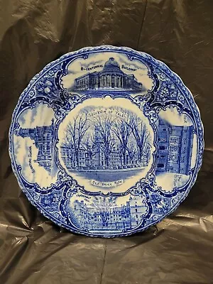 Buy Rare Antique English Flow Blue Yale University Plate Old Brick Row 9” 3984 • 26.14£