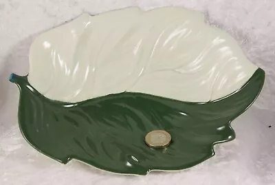 Buy Carlton Ware Hand Painted Shallow Leaf Bowl  Green And White Australian Design • 5£