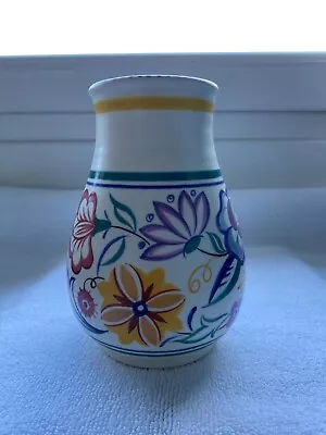 Buy Poole Pottery Mid-Century Vase - White/Multi-Coloured Floral Pattern • 25£