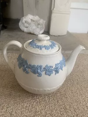 Buy Vintage Wedgwood Embossed Queen’s Ware Teapot, Lavender On Cream - Cracked Spout • 65£