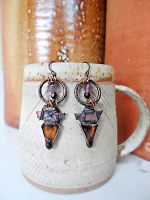 Buy Artisan Unique Ooak Viking Ceramic & Cacoxenite Earrings ~ Dune Spears ~ Sale • 22£