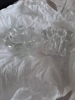 Buy Glass Candle Holders Pair Thick Glass. • 12£