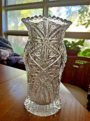 Buy LARGE 12  Antique Cambridge Art Nouveau Near Cut Glass Molded Crystal Vase  1915 • 93.18£