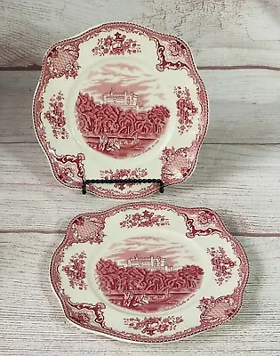 Buy Johnson Brothers Old Britain Castles Pink Salad Plate Square England (2) 7.5” Di • 22.36£