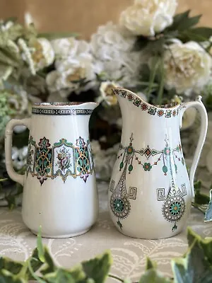 Buy Antique Staffordshire Beech & Hancock Water Jugs 19th Century Pearlised Jewel • 34.99£