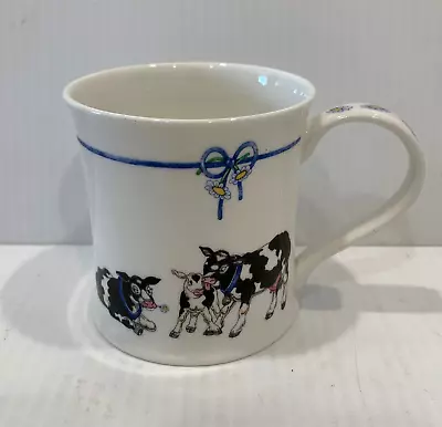 Buy Dunoon Fine Bone China Coffee Mugs Cows Daisy 12 Oz Cherry Denman England • 11.17£