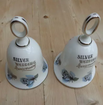 Buy Royal Sutherland Pair Of Fine Bone China Silver Wedding Bells MADE ENGLAND • 6.93£