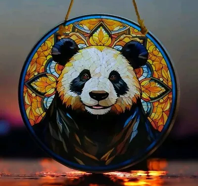 Buy 15cm Wise Panda Ready To Hang Acrylic Stained Glass Window Suncatcher  • 8.99£