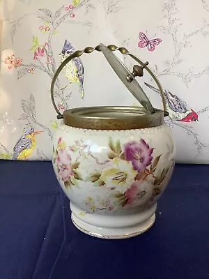 Buy Carlton Ware Petunia Biscuit Barrel  C1895  Antrobus Patented Lid - Very Rare • 74.95£