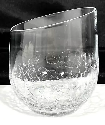 Buy Pier 1 One Crackle Bottom Angled Slant Rim Clear Stemless Wine Glass 12 Oz 4  EX • 19.56£