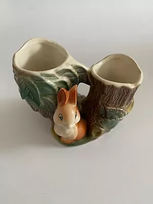 Buy Vintage Eastgate Pottery Double Fauna Vase 25 Bunny Rabbit By Tree • 5£