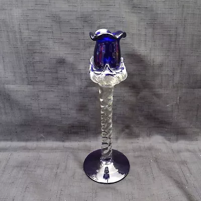 Buy Vintage Hand Blown Blue Glass Candle Holder • 25.90£
