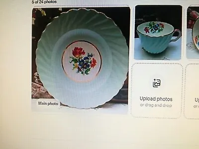 Buy Aynsley China Blue Swirl Duck Egg Blue Floral Tea Cup &  Plate -no Saucer • 12£