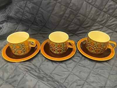 Buy Set Of 3 Vintage Hornsea Bronte Stacking Cups & Saucers. • 10£