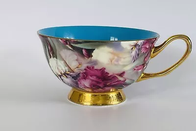 Buy Shelley Teacup Satin Gracie Bone China Cobalt Gold Blue Pretty Iris Pattern • 45£