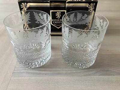 Buy Boxed Pair Of Edinburgh Crystal Large 'Old Fashioned' Thistle Whisky Glasses • 225£