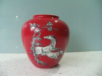 Buy Crown Devon Fieldings Red Pegasus Horse Vase Or Ginger Jar With No Lid 11cm • 4.99£