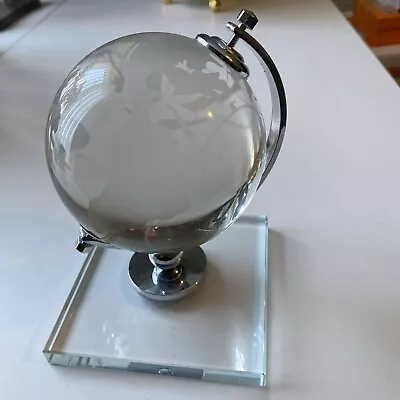 Buy Vintage Etched Engraved Glass Globe Atlas Of The World Paperweight • 12£