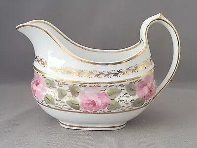Buy Antique Staffordshire Painted Roses Pattern 32 Creamer C1820 • 30£