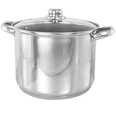 Buy Quality Deep Stainless Steel Induction Stock Soup Pot Stew Casserole Glass Lid • 18.95£