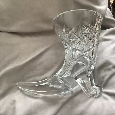 Buy Vintage Horn Of Plenty Crystal Glass Pinwheel Design Heavyweight Footed Vase • 10.99£