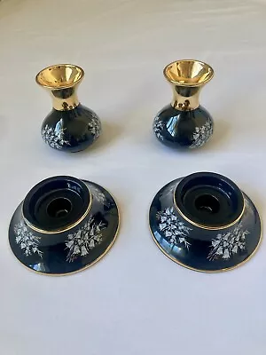 Buy Vintage Prinknash Floral Pottery Set  2 X Candle Stick Holders & 2 Small Vases • 14.50£