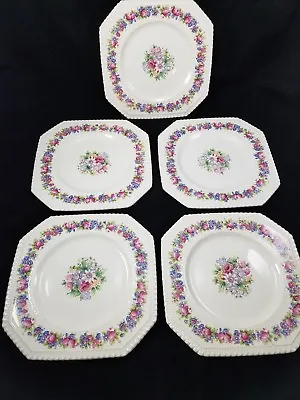 Buy Set Of 5 George Jones & Sons Crescent Ivory 8 1/2  Square Plates Dinnerware  • 37.27£