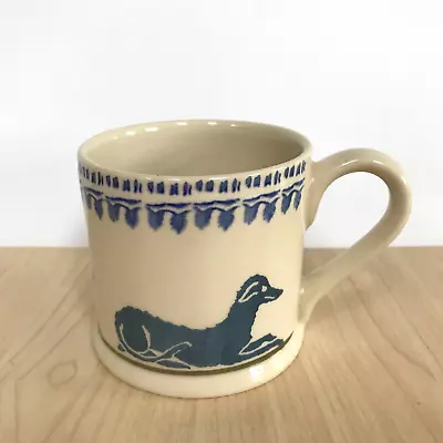 Buy Brixton Pottery Lurcher Dog Small Mug 1/4 Pint Hand Painted Spongeware Blue • 14.95£