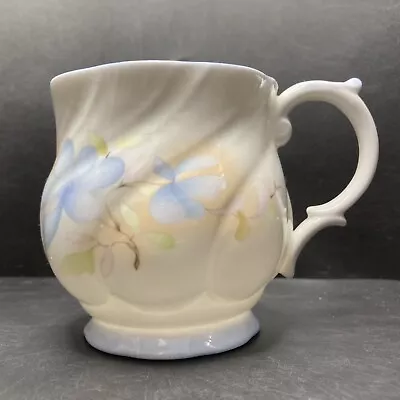 Buy Vintage Queen’s China Blue & Pink Flowers Footed Bone China Mug Staffordshire • 19.95£
