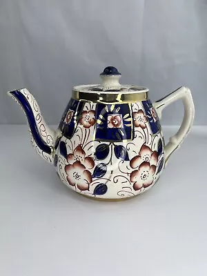 Buy Vintage Sudlows Burslem England Gaudy Welsh Teapot Gold Trim Floral Hand Painted • 19.50£