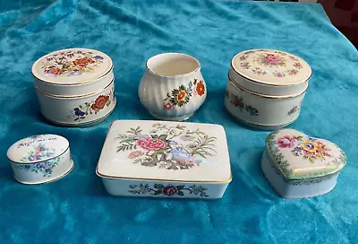 Buy Trinket Boxes Bundle X6 Lidded Ceramic Wedgwood Sadler Dresden Bone China Old • 30£