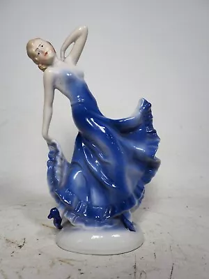 Buy Art Deco Flapper Dancer Figurine Blue Dress • 12.99£