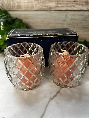 Buy Partylite Diamond Cut Votive Candle Holder P0274 Set Of 2 With Two New Candles • 9.27£