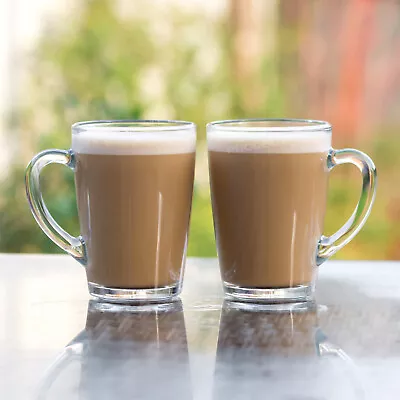 Buy Set Of 4 Glass Coffee Mugs 300ml Tea Cups Cappuccino Latte Hot Drinks Glasses • 9£