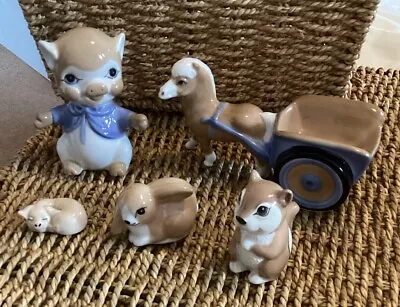 Buy Szeiler Pottery Animals Bundle. Pigs, Rabbit, Chipmunk, Horse & Cart • 19.50£