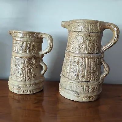 Buy Vintage 2 X HILLSTONIA Moira Pottery Pitcher Jugs Tree Bark Design 24cm & 20cm • 15£