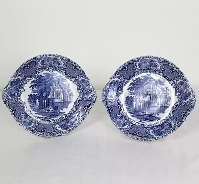 Buy George Jones & Sons Pair Of Vintage Plates  Abbey 1790  Design Blue Transferware • 10£