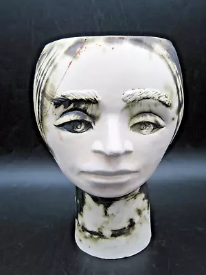 Buy ANDRÉ  LORET CERAMIC PLANTER HEAD ON PEDESTAL VASE. DATE: 1960's. REPAIRED. • 40£