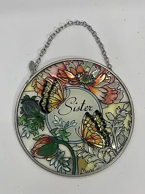 Buy Vtg Amia Stained Glass Butterfly Flower Sister Suncatcher  Window Hanger • 11.17£