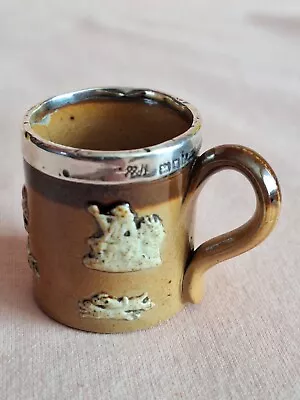 Buy Doulton Lambeth Miniature Stoneware Cup With Silver Rim Hallmark 1902 London.  • 49.99£