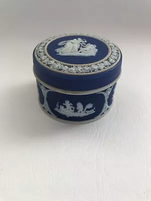 Buy Wedgwood Blue Jasper Dip Round Trinket Box C1890-1910 • 29.99£