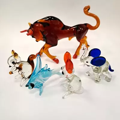 Buy Vintage Glass Animal Ornaments Various (bull Has Broken Horn) • 4.99£