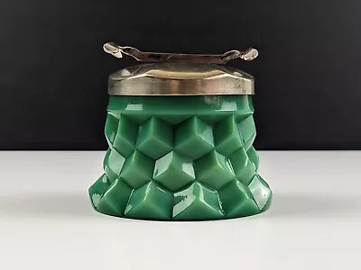 Buy Rare Art Deco Davidson Jade Glass 'Georgian' Sugar Bowl & S.O.S Patent Tongs • 125£