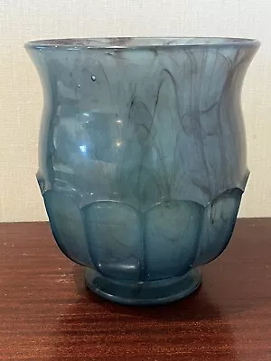Buy Rare Large Davidson Cloud Glass Blue Bowl Vase • 39.50£