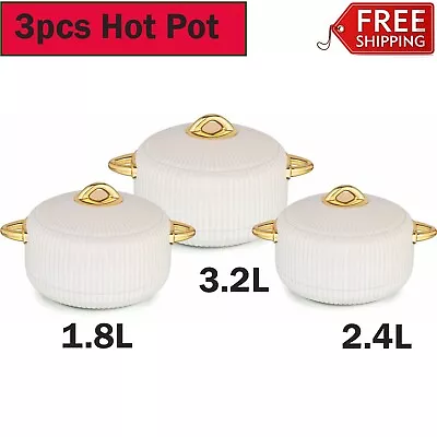 Buy 3PCs Hot Pot Serving Dish Food Tray Buffet Insulated Warmer Storage Plate Set UK • 26.99£