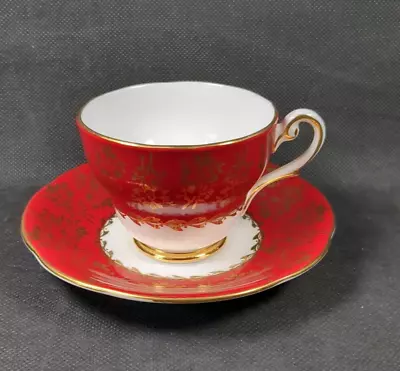 Buy Vintage  Royal Standard  Bone China Tea Cup & Saucer. White, Red & Gold Colours. • 14.95£